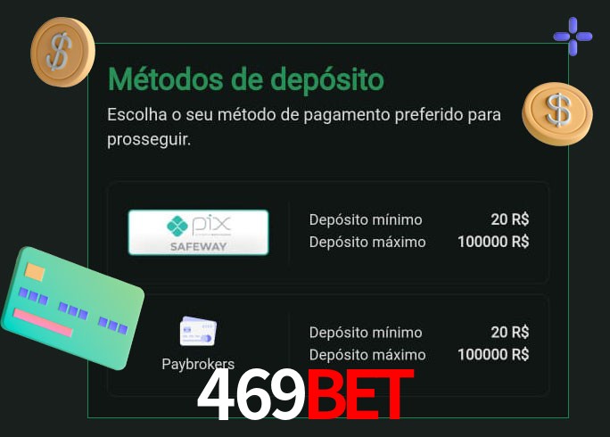 O cassino 469Bet oferece uma grande variedade de métodos de pagamento